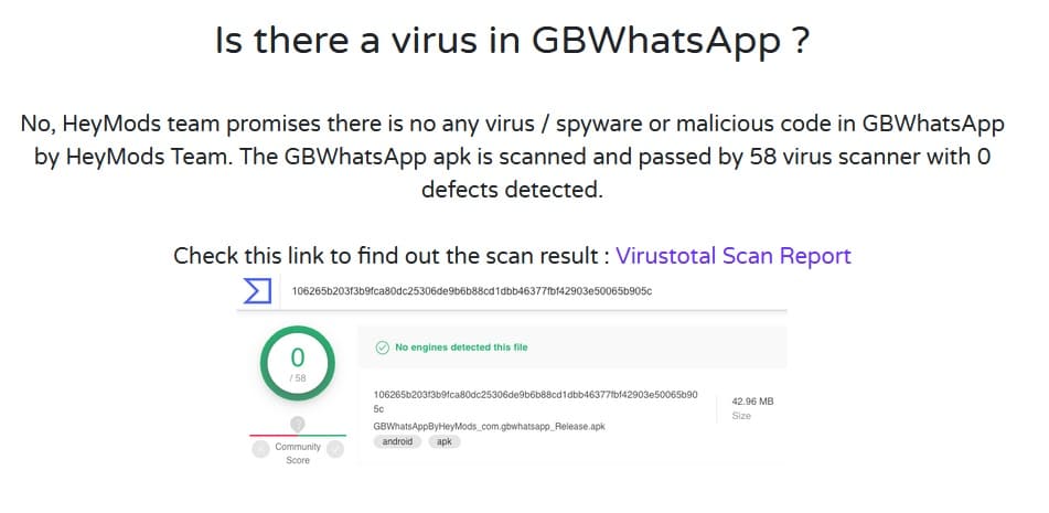 GBWhatsApp tem vírus